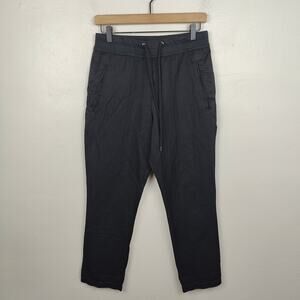 James Perse Pants Womens 0 XS Black Straight Leg Drawstring‎ Linen Polyamide